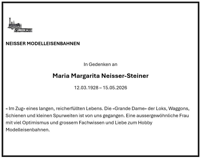 Todesanzeige Margrit Neisser